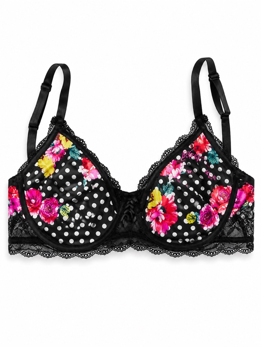 TORRID X BETSEY JOHNSON Size 3X Polka Dot Floral Bra Summer Lace Lingerie Bra